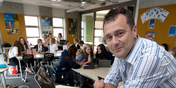 Nigel Bassett works from a pod rather than a teacher's desk. Photo / Brett Phibbs