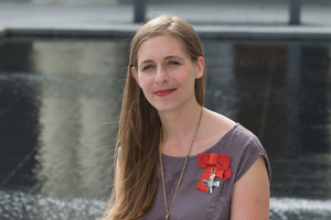 Eleanor Catton after receiving the NZ Order of Merit at the investiture ceremony. Photo / Mark Mitchell