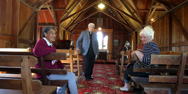Members of St Thomas' Anglican Church in Maketu, Ruby Te Pae Clarke, Rev Kotene Hurae Pihema and Rama Butt are celebrating the church's 145th anniversary. Photo / John Borren
