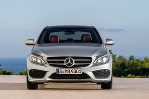 The new Mercedes-Benz C-Class has two grilles available, the Elegance with the badge on the bonnet and the Avantgarde (pictured).