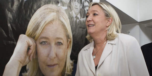 National Front leader Marine Le Pen is enjoying a rise in popularity as worried voters shy away from the mainstream parties. Photo / AP