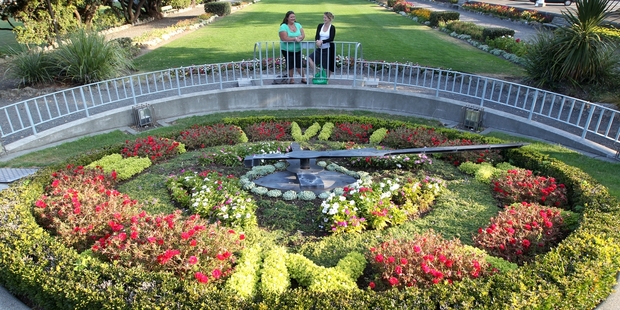 Tori Thomas (left) and Chrissy Ormond were visiting from Otamauri, west of Napier, and were delighted to take in the prettiest timepiece in the Bay. Photo/Duncan Brown
