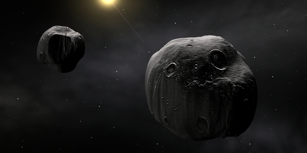 An artist's impression of a double asteroid.
