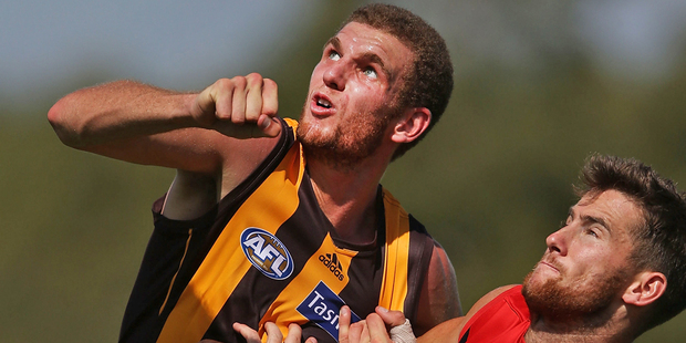 Kurt Heatherley, left, in action for the Hawks during the preseason. Photo / Getty Images