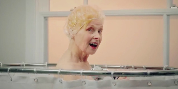 Vivienne Westwood makes a splash in a new PETA video. Photo / YouTube