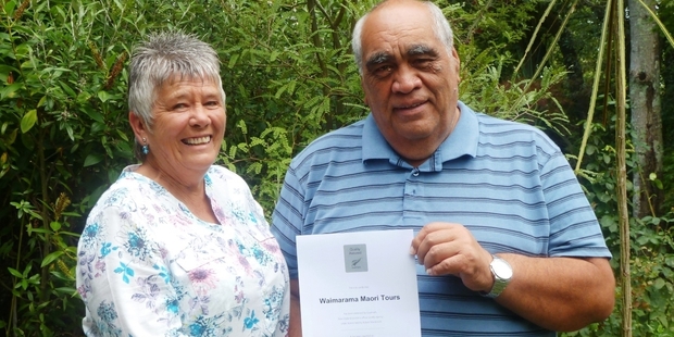 SUCCESSFUL: Co-owners Denise Prentice and Robert MacDonald with their company's well-deserved Qualmark tourism award. PHOTO/SUPPLIED