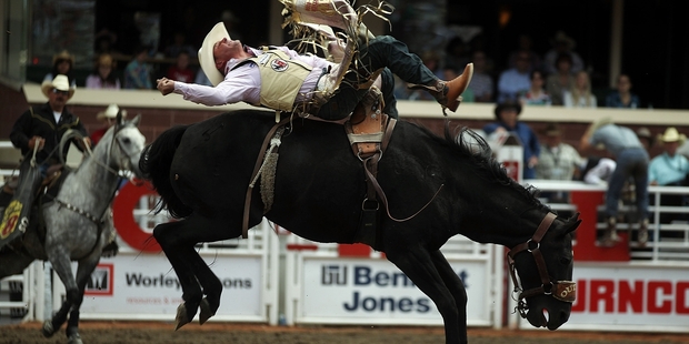 Kelly Timberman competes in the bareback riding competition. Photo / Getty Images