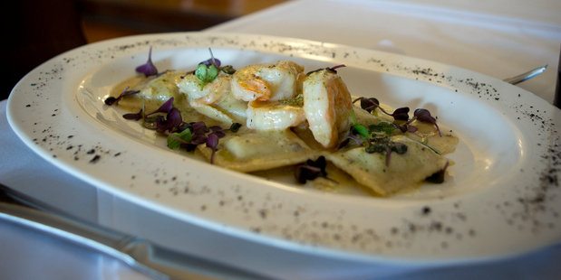 Duck ravioli at O'Sarracino. Photo / Dean Purcell