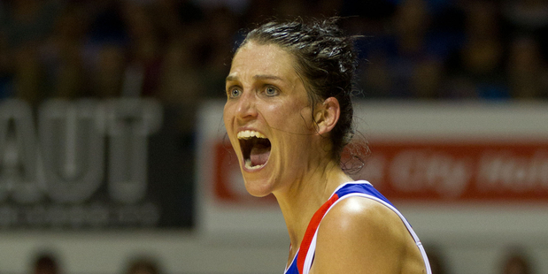 Mystics defender Anna Harrison thwarted the Thunderbirds' attacks all night. Photo / Richard Robinson