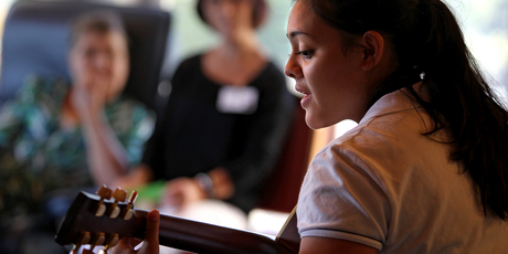 Tauranga Girls College student Leilani Taula sang at the Tauranga Hospice.