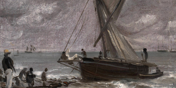 The painting 'Beaching a Boat, Brighton.'