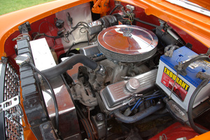This bright orange 1955 Chevrolet Bel Air is ready for Beach Hop.