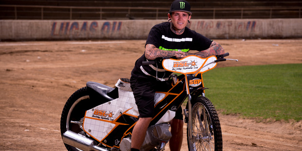 Current speedway champ here for opening round of the world series World champ Tai Woffinden at Western Springs Speedway. Picture / Dean Purcell