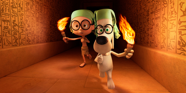 Mr Peabody leads Sherman through history in a DreamWorks animation. Photo / AP