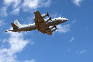 A Royal Australian Air Force AP-3C Orion takes part in the search for the missing plane. Photo / AP