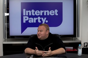 Kim Dotcom at the launch of his Internet Party. Photo / Brett Phibbs