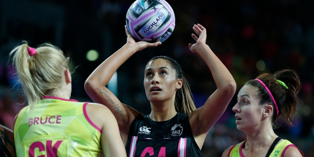 Silver Ferns' shooting star Maria Tutaia relished netball's Fast5 format with different shooting zones. Photo / Richard Robinson