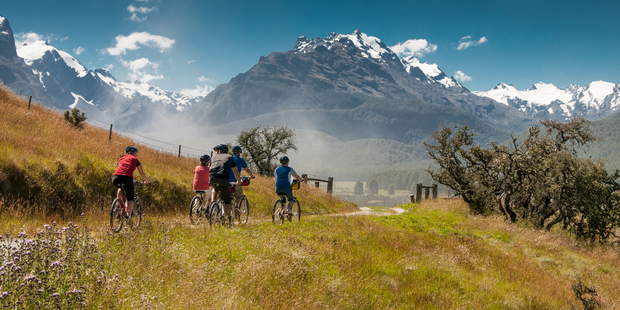 Cyclists leaving Paradise, in Central Otago, on a ride with Revolution Tours. Photo / Laurence Belcher - Paradise Pictures