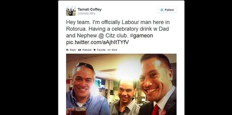 Tamati Coffey's tweet this afternoon.