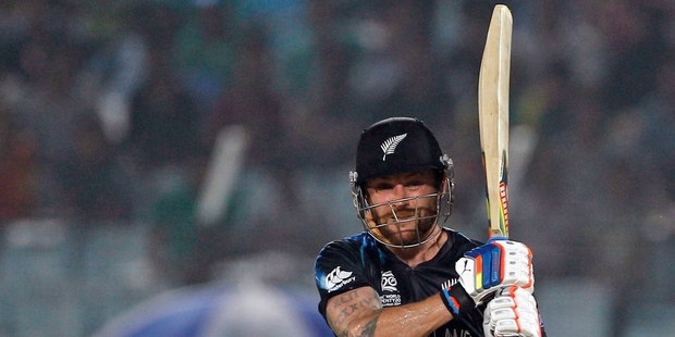 Brendon McCullum is the first man to notch 2000 international runs in T20 cricket. Photo / AP