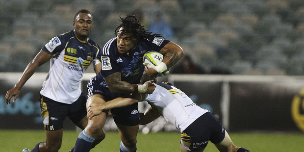 Ma'a Nonu of the Blues is tackled during the round eight Super Rugby match between the Brumbies and the Bulls at Canberra Stadium. Photo / Getty Images
