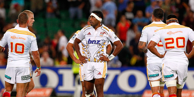 Asaeli Tikoirotuma of the Chiefs looks dejected after the teams' loss during the round six Super Rugby match between the Force and the Chiefs. Photo / Getty Images.