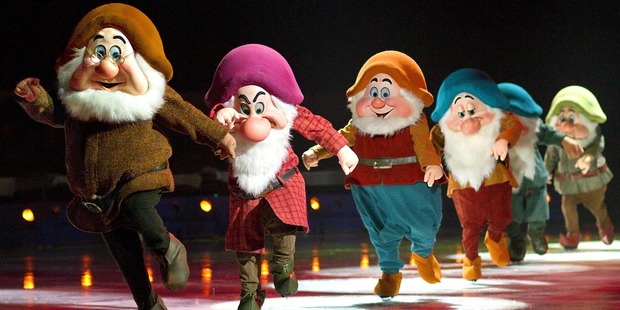 The dwarfs of Disney on Ice's Treasure Trove.