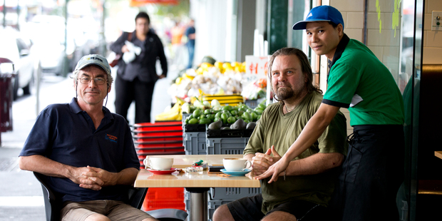 Tony Searle (left), David Ingram and Chai Chay have different views on life in New Zealand but all say they are glad to be here. Photo / Dean Purcell