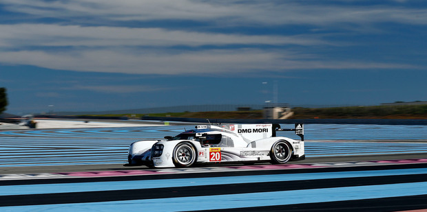 The team of Timo Bernhard, Mark Webber and Brendon Hartley test the Porsche 919 Hybrid.