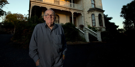Jim Dowd outside his 1874 Newmarket house. Photo / Brett Phibbs