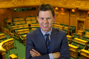 Patrick Gower in the Press Gallery at Parliament, Wellington. Photo / Mark Mitchell