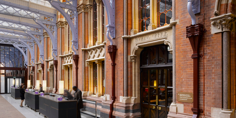 The lobby at St Pancras Renaissance hotel. Photo / Supplied.
