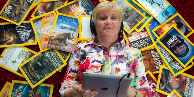 Nat Geo magazine used to be Marion Moffit's gateway to the world. Now her iPad takes her places far beyond the reach of the glossy magazine. Photo / Michael Craig