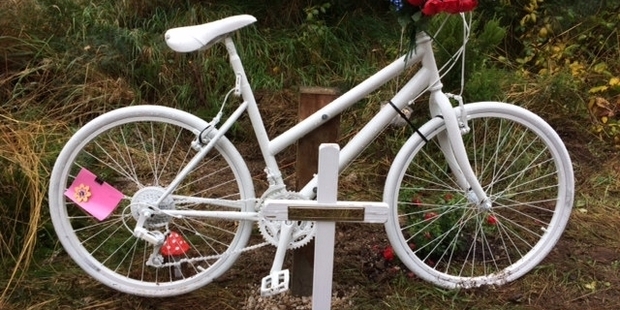 TRIBUTE: The ghost bike installed on Poihipi Rd near Taupo where Auckland cyclist Jane Farrelly died.