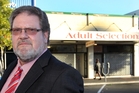BLANKET BAN: Napier Mayor Bill Dalton, outside Adult Selections in Napier, wants to eradicate all psychoactive substances. PHOTO/DUNCAN BROWN HBT140069-03 BLANKET BAN: Napier Mayor Bill Dalton, outside Adult Selections in Napier, wants to eradicate all psychoactive substances. PHOTO/DUNCAN BROWN HBT140069-03
