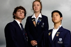 Ralph Davies, 17 (left), Mary Old, 17, and Harris Lin, 17, Bethlehem College arts council members, have erected a cross at the school. Photo / George Novak Ralph Davies, 17 (left), Mary Old, 17, and Harris Lin, 17, Bethlehem College arts council members, have erected a cross at the school. Photo / George Novak