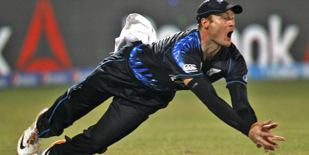 Martin Guptill misses a catch during New Zealand's 59-run defeat to Sri Lanka. Photo / AP