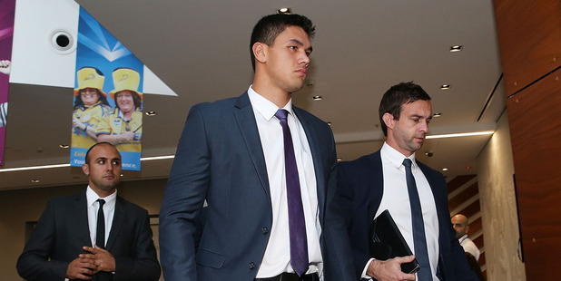 Jordan McLean of the Melbourne Storm arrives at the NRL Judiciary Hearing. Photo / Getty Images
