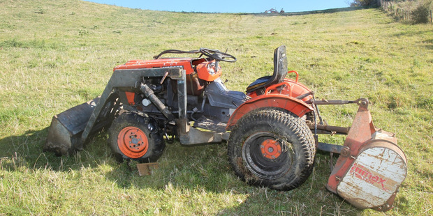 The tractor that rolled on a Welcome Bay property, seriously injuring the 71-year-old driver. Photo/John Borren