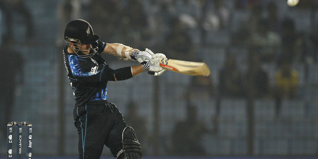 Kane Williamson scored 42, 70 percent of New Zealand's total of 60. Photo / AP
