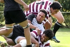 Taradale's substitute frontrower Joe Simeon scores his team's bonus point try in Saturday's 30-15 win against Napier Pirate Rugby and Sports at Park Island. Photo/Duncan Brown Taradale's substitute frontrower Joe Simeon scores his team's bonus point try in Saturday's 30-15 win against Napier Pirate Rugby and Sports at Park Island. Photo/Duncan Brown