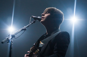 Jake Bugg cuts a lonely figure on stage. Photo/Tony Woolliscroft/WireImage
