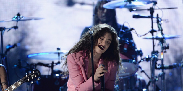 Musicians Lorde and Dave Grohl perform onstage at the 29th Annual Rock And Roll Hall Of Fame Induction Ceremony in New York. Photo / Getty Images