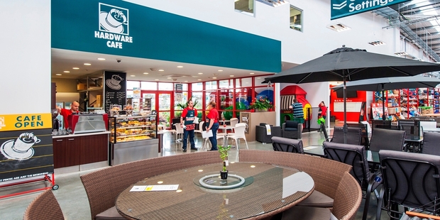 Exterior and interior views of Bunnings' Silverdale store at 18 Hibiscus Coast Highway.
