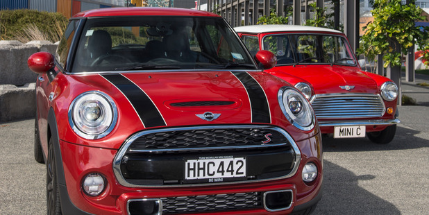 2014 Mini Cooper S and 1991 Mini Cooper. Photo / Ted Baghurst.