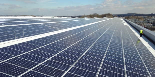 Jaguar Land Rover installs UK's largest rooftop solar panel array at its Engine Manufacturing Centre in South Staffordshire. Photo / Supplied