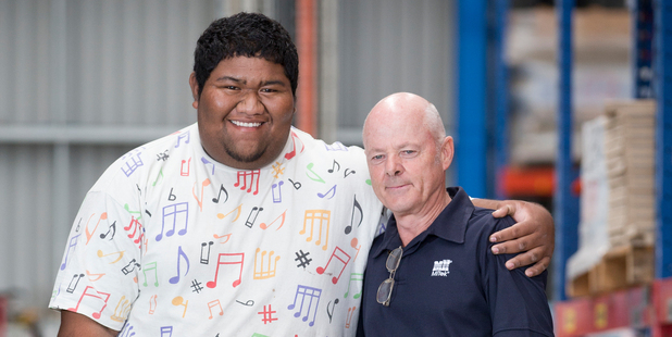 Israel Aumua, now 19, got his start in the workplace from Geoffrey Luxmoore at MiTek. Photo / Greg Bowker