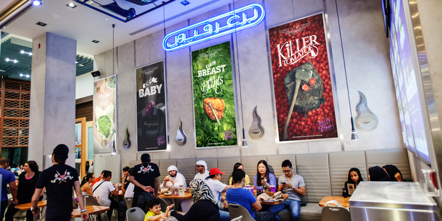 BurgerFuel's store in the Dubai Mall, in a prime site above the ice-skating rink, faces stiff competition from more than 200 other eating places.