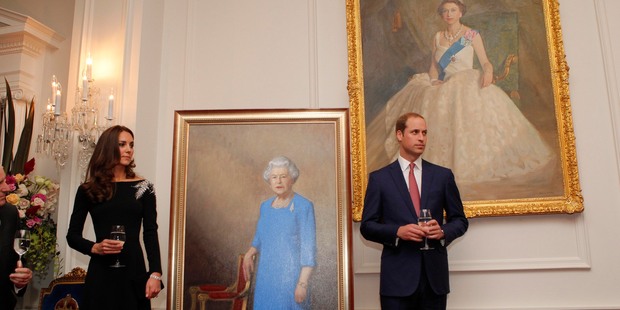Prince William and the Duchess of Cambridge at Government House this evening. Photo / pool