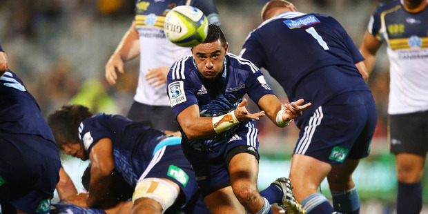 Halfback Bryn Hall of the Blues showed his inexperience on Friday night. Photo / Getty Images